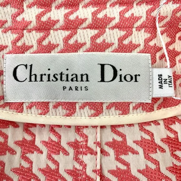 Christian Dior Womens Pink & White Houndstooth Double-Breasted Jacket